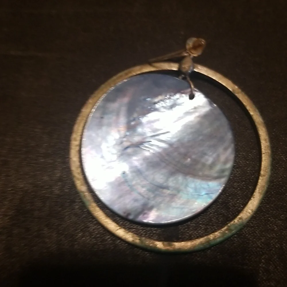 Vintage Silver Tone and Blue Abalone Earrings
